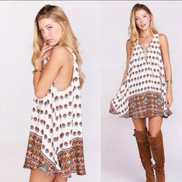 Show Me Your Mu Mu L Rancho Mirage lace Up The Victorian Dress NWT - Picture 2 of 8